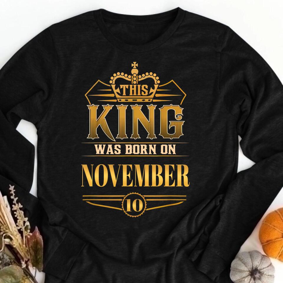 November Birthday Shirt, Custom Birthday Shirt, A Black King was born in November, November Birthday Shirts For Man
