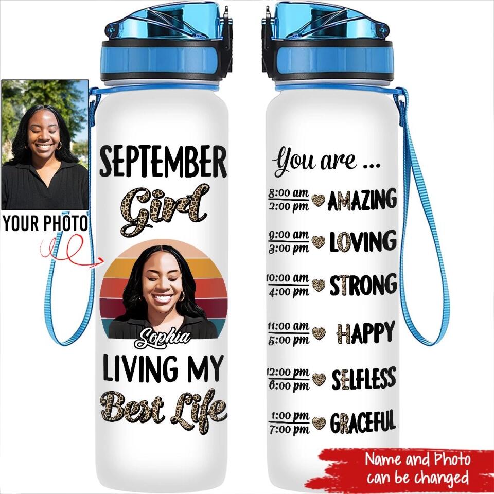 Personalized Water Tracker Bottle - Birthday, Birthday Gift For Her, Girl, Woman, September birthday, September Girl