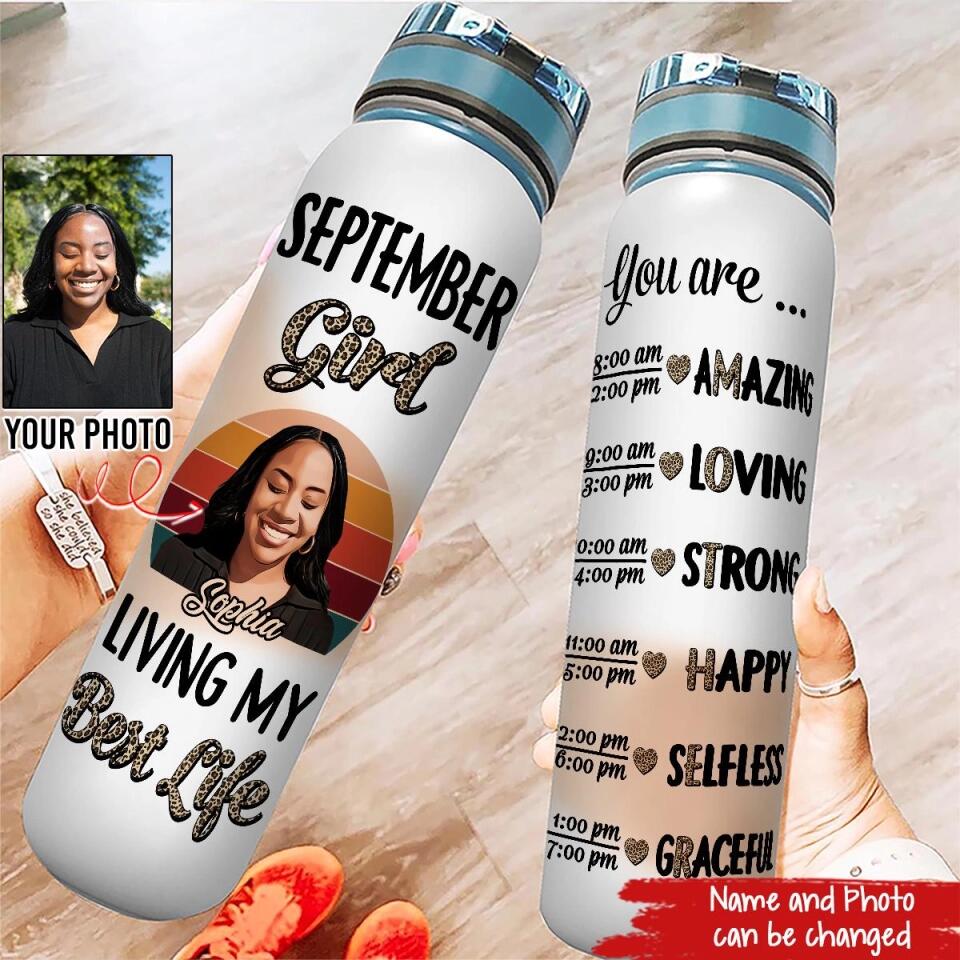 Personalized Water Tracker Bottle - Birthday, Birthday Gift For Her, Girl, Woman, September birthday, September Girl