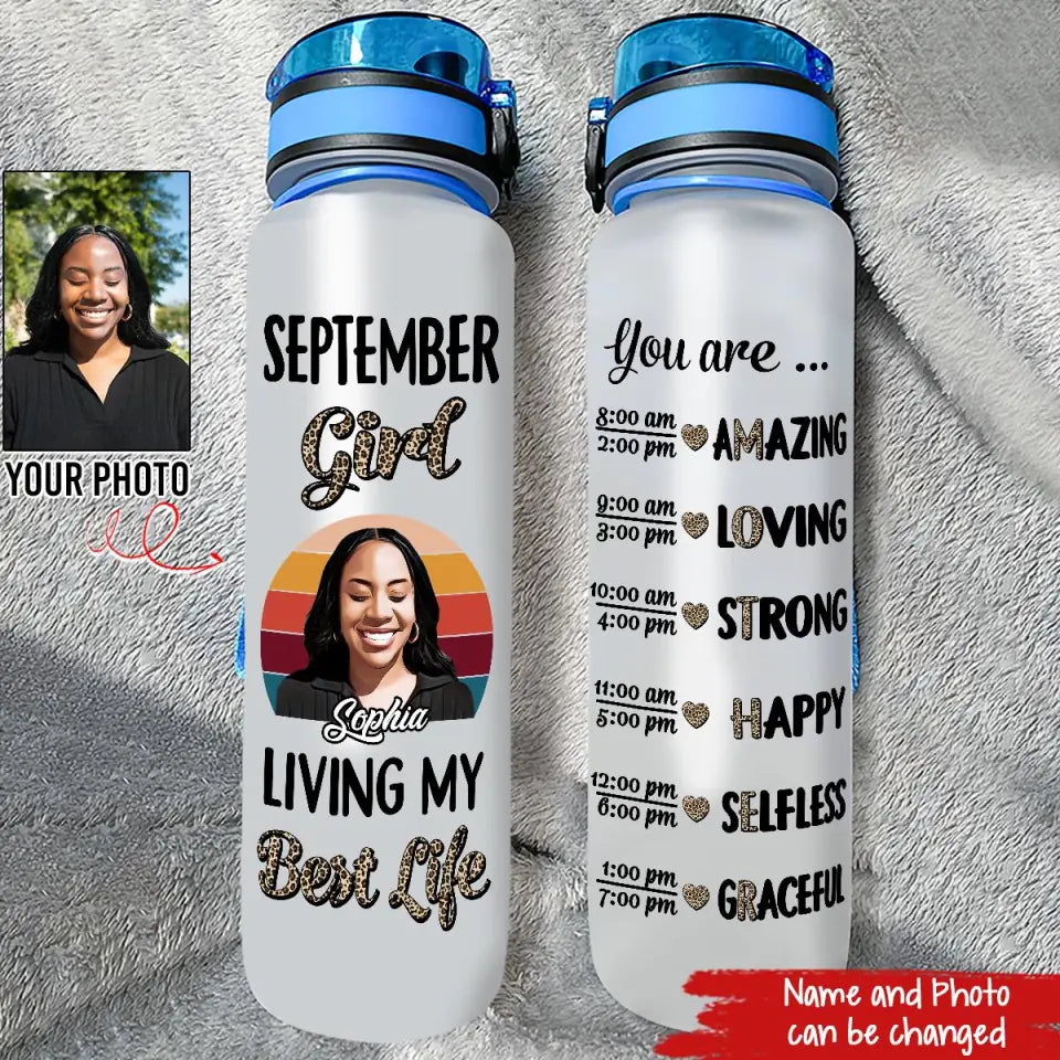 Personalized Water Tracker Bottle - Birthday, Birthday Gift For Her, Girl, Woman, September birthday, September Girl
