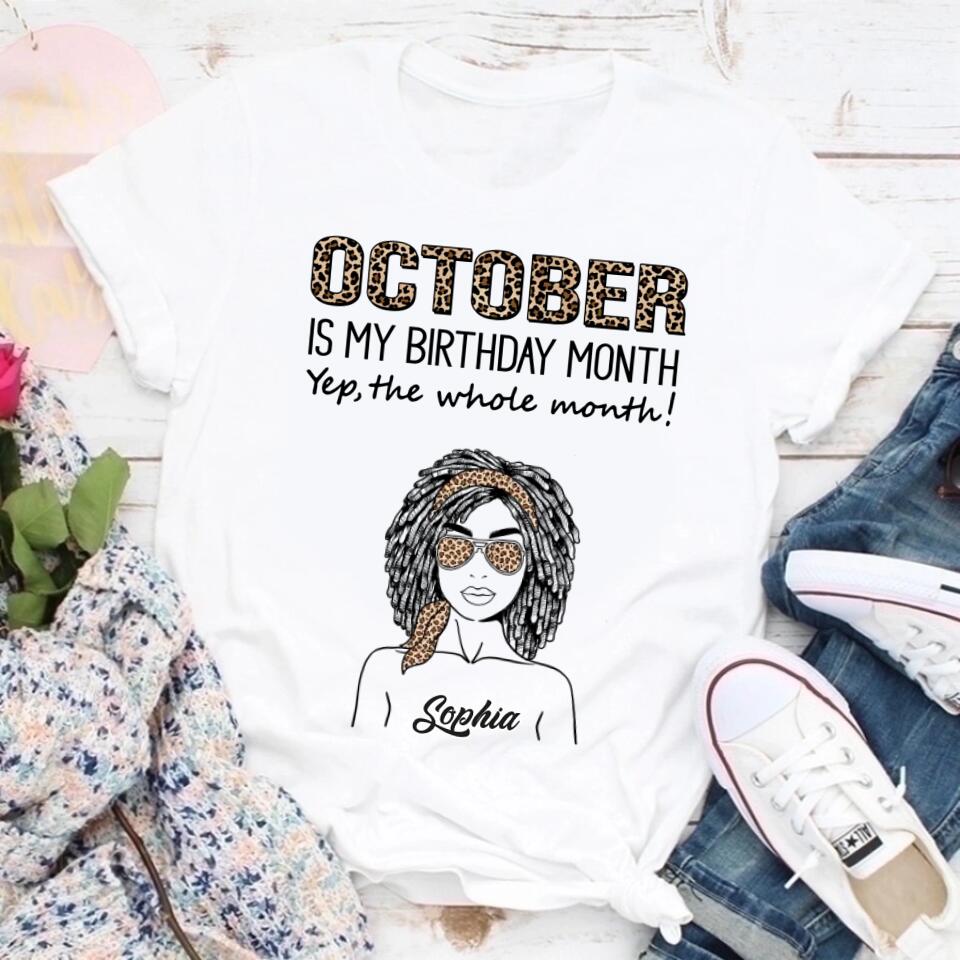 Custom October Birthday Shirt For Woman, Queens are Born In October Gifts, Melanin Afro Woman Shirt, Black Girl Tee, Afro Queen Gift