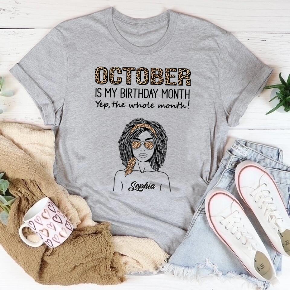 Custom October Birthday Shirt For Woman, Queens are Born In October Gifts, Melanin Afro Woman Shirt, Black Girl Tee, Afro Queen Gift