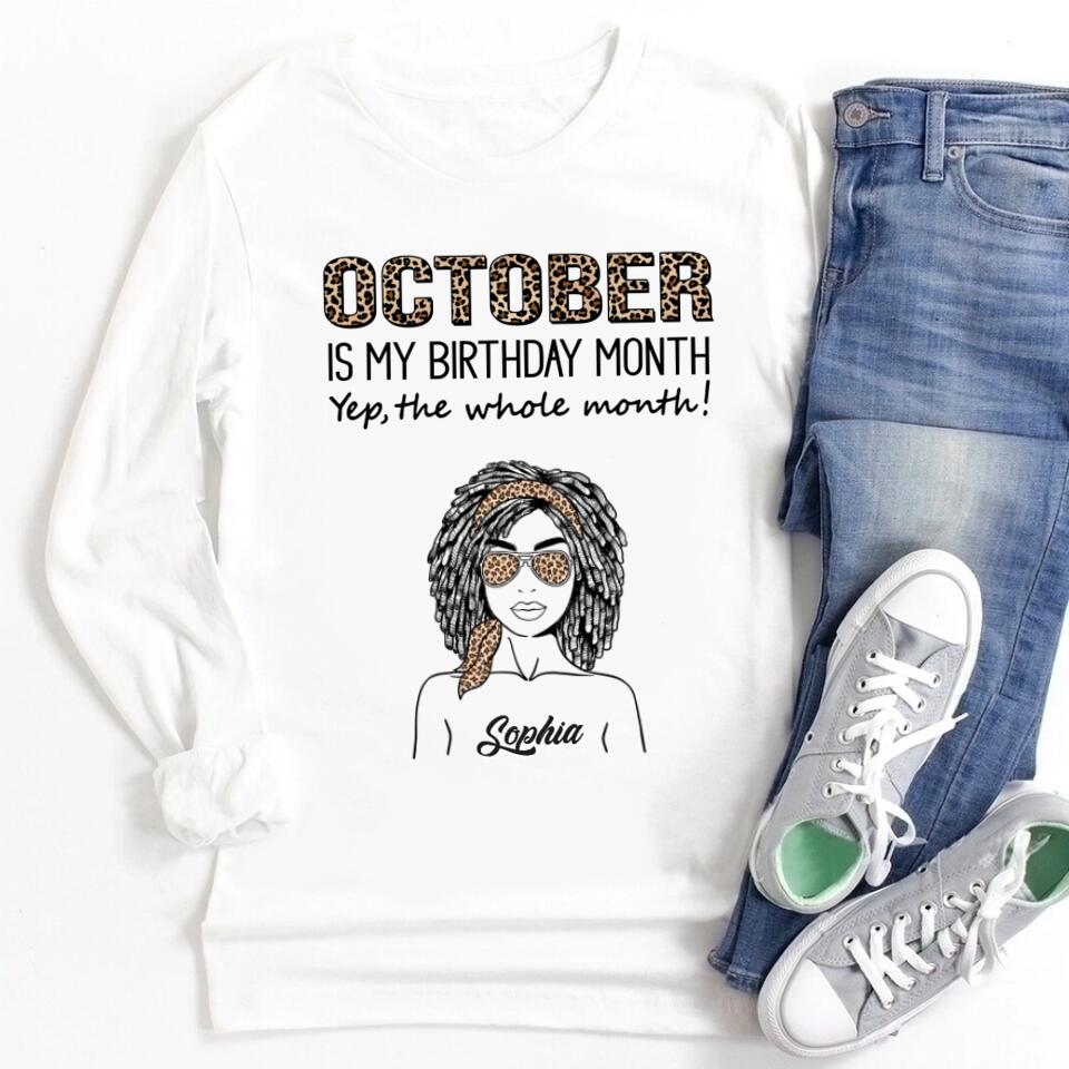Custom October Birthday Shirt For Woman, Queens are Born In October Gifts, Melanin Afro Woman Shirt, Black Girl Tee, Afro Queen Gift