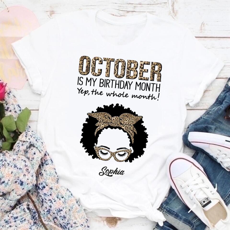 Custom October Birthday Shirt For Woman, Queens are Born In October Gifts, Melanin Afro Woman Shirt, Black Girl Tee, Afro Queen Gift