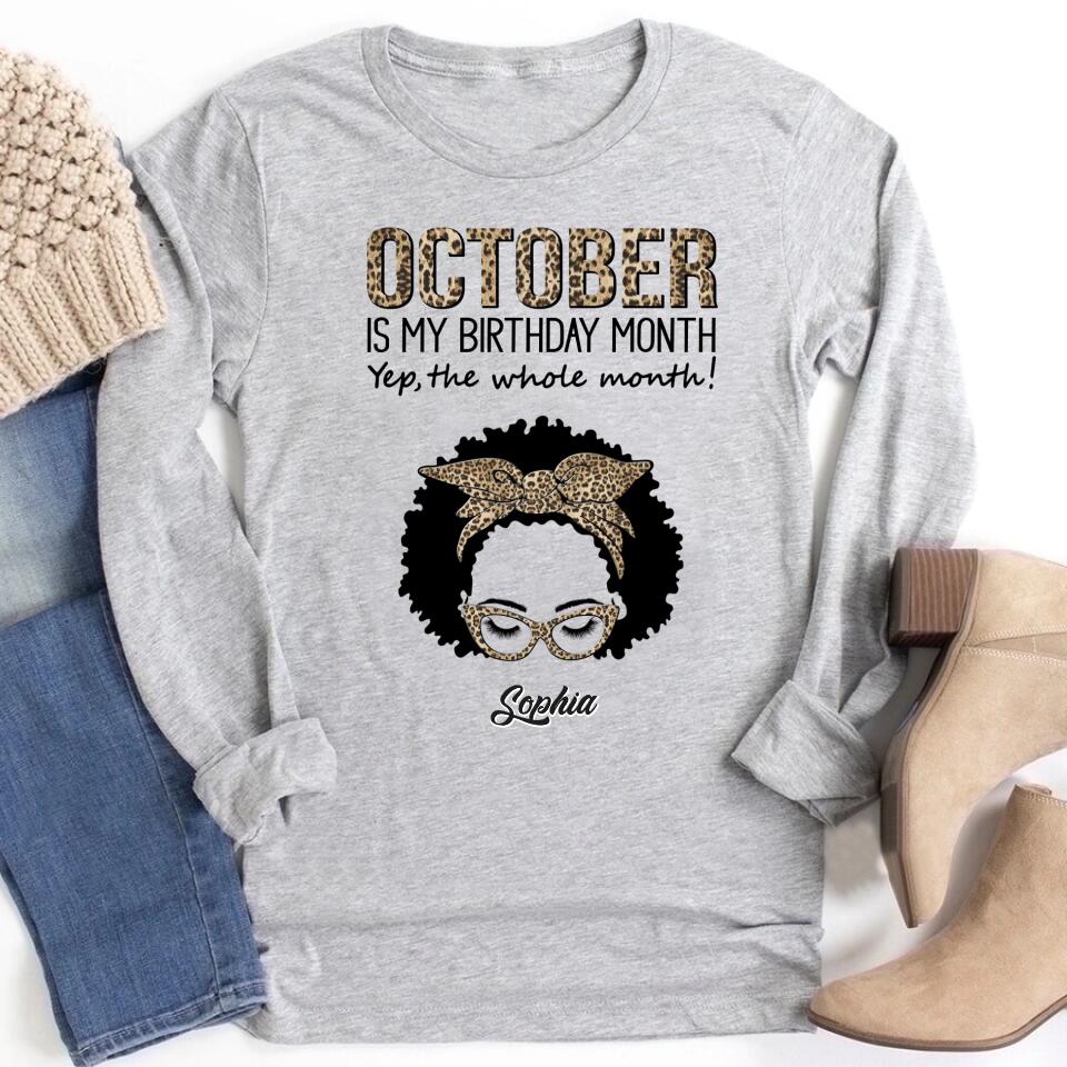 Custom October Birthday Shirt For Woman, Queens are Born In October Gifts, Melanin Afro Woman Shirt, Black Girl Tee, Afro Queen Gift