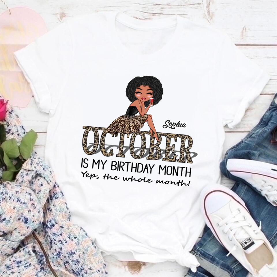 Custom October Birthday Shirt For Woman, Queens are Born In October Gifts, Melanin Afro Woman Shirt, Black Girl Tee, Afro Queen Gift