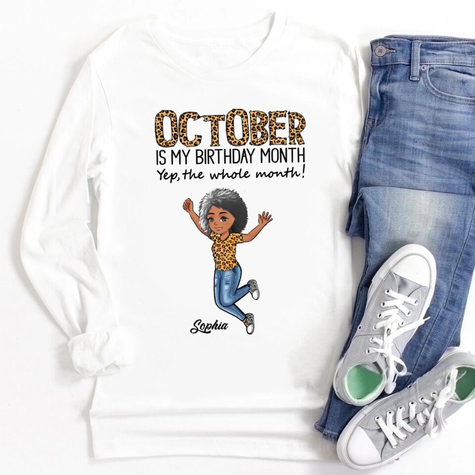 Custom October Birthday Shirt For Woman, Queens are Born In October Gifts, Melanin Afro Woman Shirt, Black Girl Tee, Afro Queen Gift