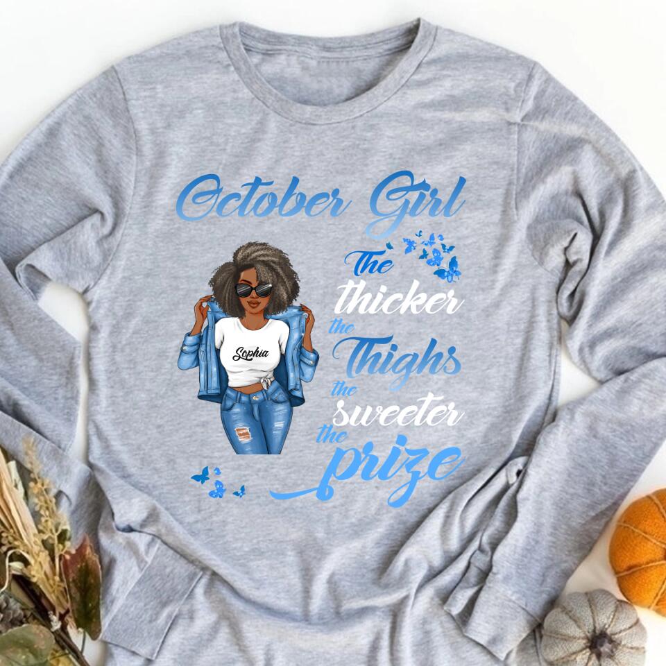 Custom October Birthday Shirt For Woman, Queens are Born In October Gifts, Melanin Afro Woman Shirt, Black Girl Tee, Afro Queen Gift