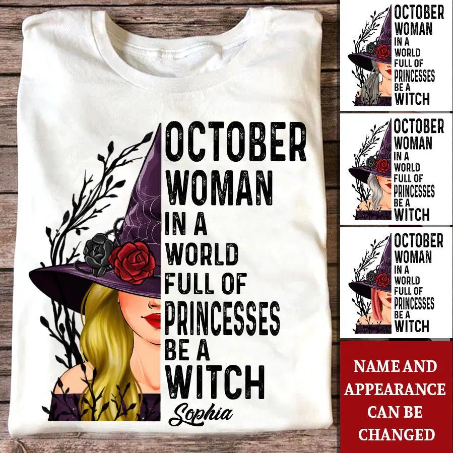 Personalized Halloween, Custom Halloween Shirts, Personalized Halloween Gifts, Halloween Shirt, Halloween Shirts For Women, October Birthday Shirts For Woman