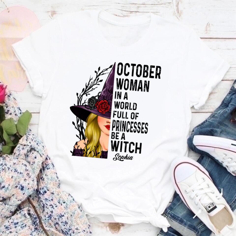 Personalized Halloween, Custom Halloween Shirts, Personalized Halloween Gifts, Halloween Shirt, Halloween Shirts For Women, October Birthday Shirts For Woman