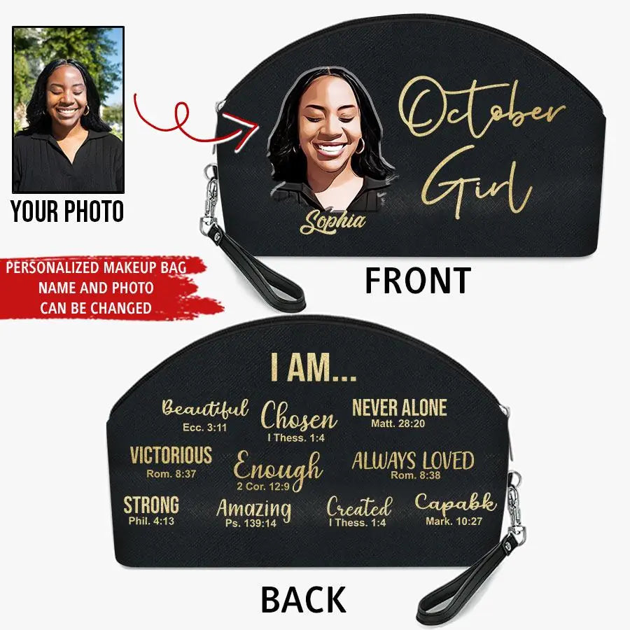Makeup bag personalized, Custom Birthday Gift, Queens are Born In October, October Birthday Gifts For Woman, October Birthday Gifts, Makeup bag personalized girls