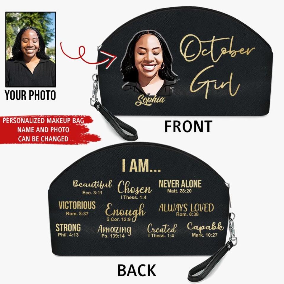 Makeup bag personalized, Custom Birthday Gift, Queens are Born In October, October Birthday Gifts For Woman, October Birthday Gifts, Makeup bag personalized girls