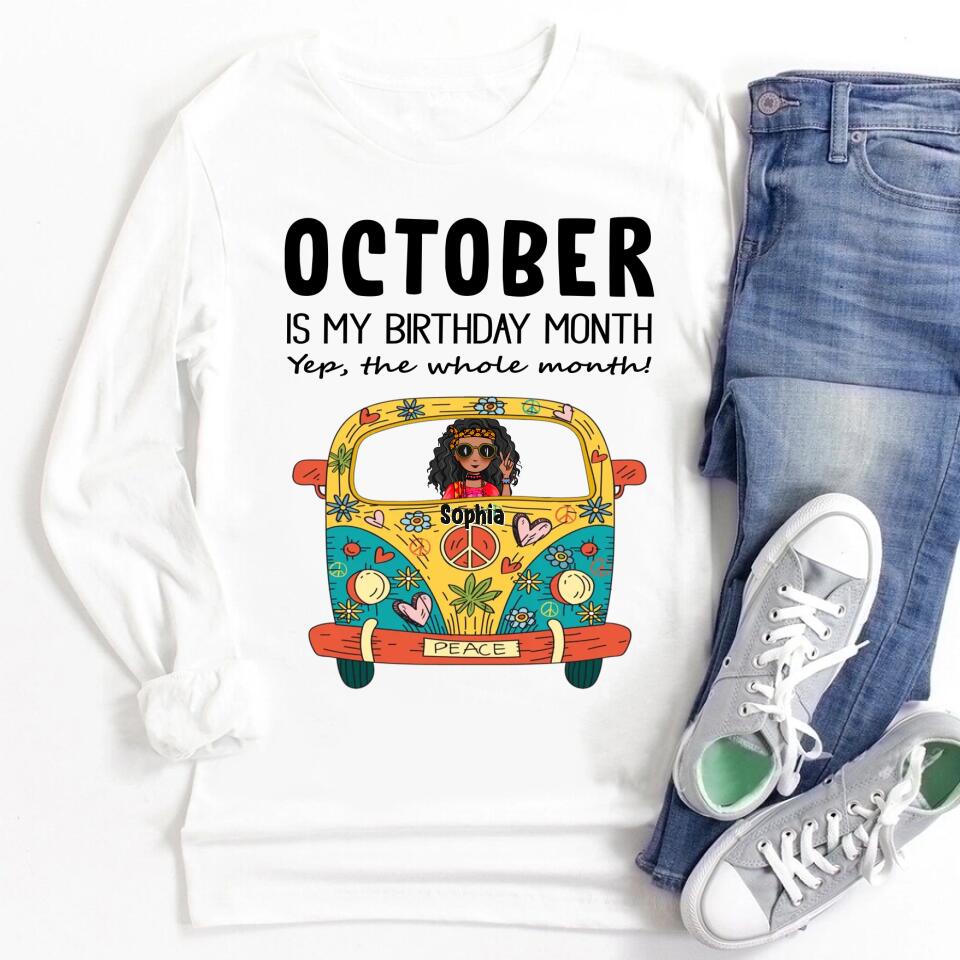 October Birthday Shirt, Custom Birthday Shirt, Queens are Born In October, October Birthday Shirts For Woman, October Birthday Gifts- Gift For Hippie - Hippie Girl