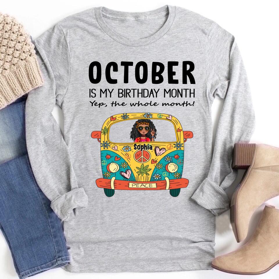 October Birthday Shirt, Custom Birthday Shirt, Queens are Born In October, October Birthday Shirts For Woman, October Birthday Gifts- Gift For Hippie - Hippie Girl