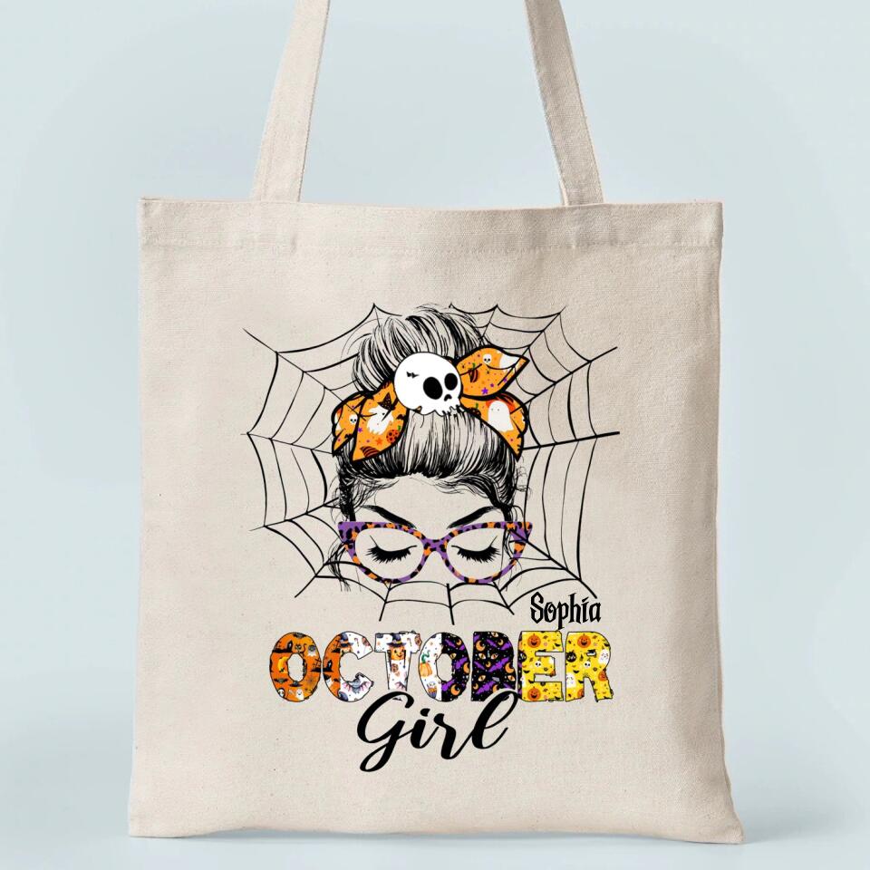Personalized Tote Bag , Halloween Gift, Halloween Tote Bag, Halloween Tote, Pumpkin Tote Bag, Gift for Woman, Queens are Born In October, October Birthday Gifts, Halloween Birthday