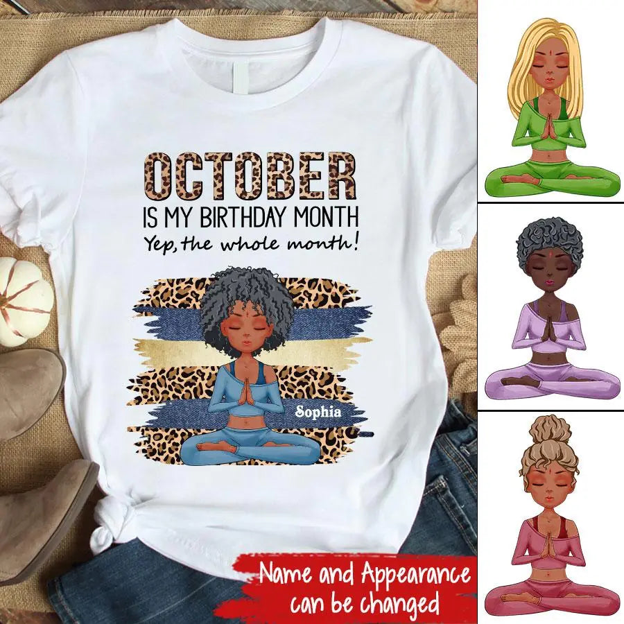 October Birthday Shirt, Custom Birthday Shirt, Queens are Born In October, October Birthday Shirts For Woman, October Birthday Gifts, Birthday Gifts For Yoga Lovers