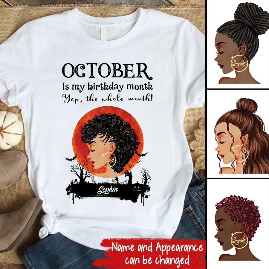 October Birthday Shirt, Custom Birthday Shirt, Queens are Born In October, October Birthday Shirts For Woman, October Birthday Gifts, Personalized Halloween, Custom halloween shirts, Personalized halloween gifts