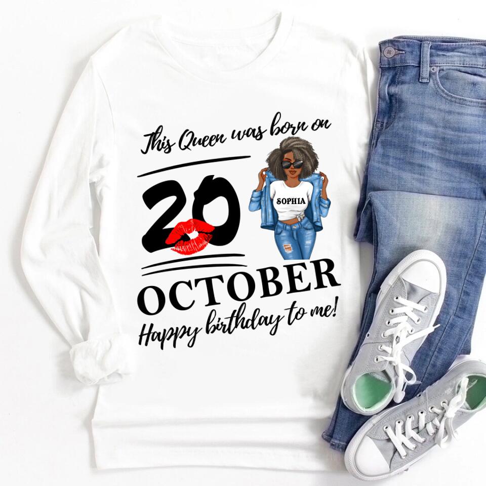 Custom October Birthday Shirt For Woman, Queens are Born In October Gifts, Melanin Afro Woman Shirt, Black Girl Tee, Afro Queen Gift
