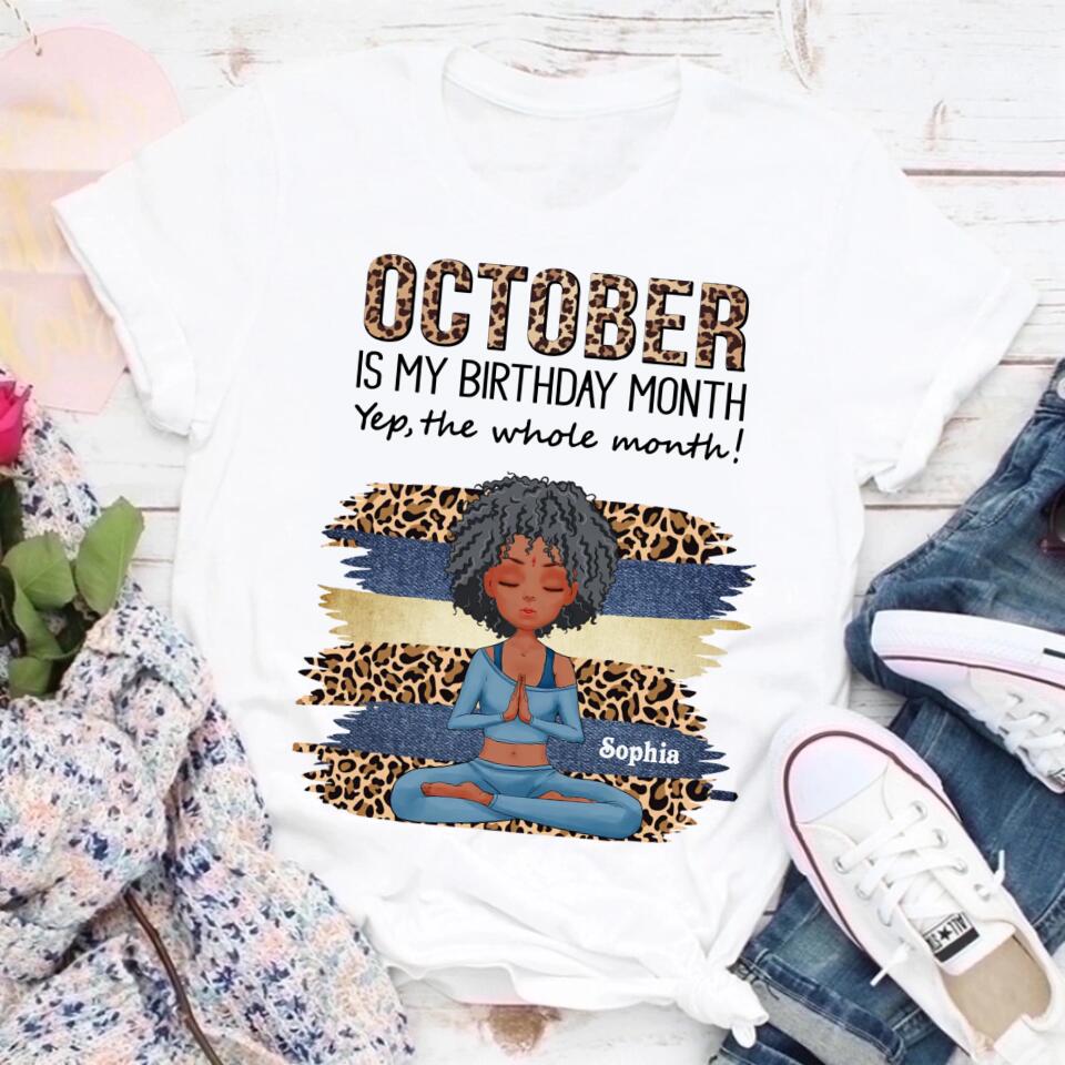 October Birthday Shirt, Custom Birthday Shirt, Queens are Born In October, October Birthday Shirts For Woman, October Birthday Gifts, Birthday Gifts For Yoga Lovers