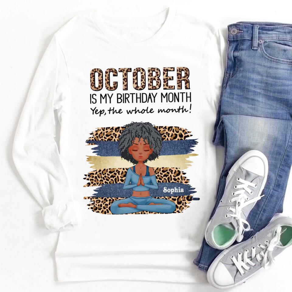 October Birthday Shirt, Custom Birthday Shirt, Queens are Born In October, October Birthday Shirts For Woman, October Birthday Gifts, Birthday Gifts For Yoga Lovers