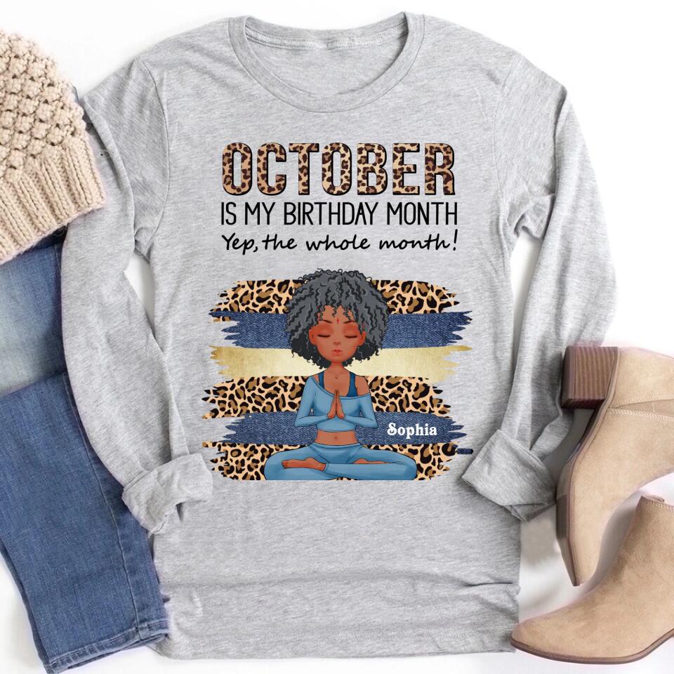 October Birthday Shirt, Custom Birthday Shirt, Queens are Born In October, October Birthday Shirts For Woman, October Birthday Gifts, Birthday Gifts For Yoga Lovers