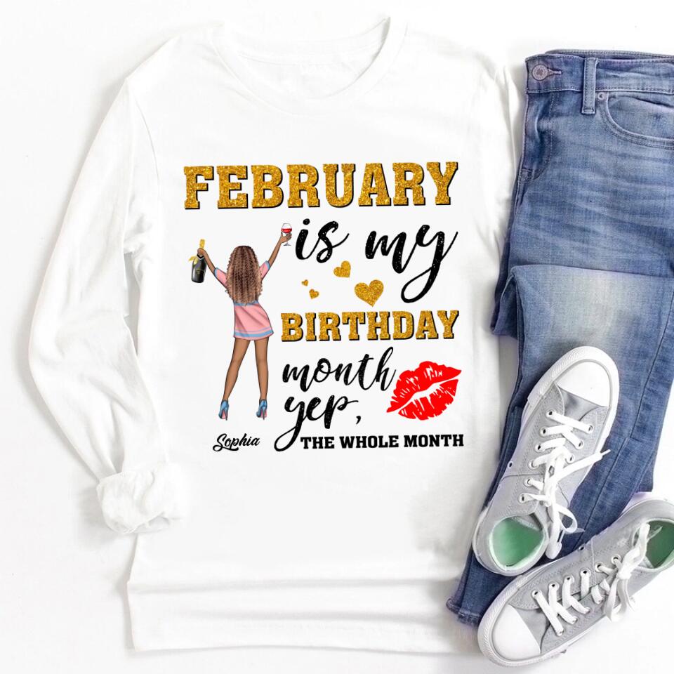 Custom February Birthday Shirt For Woman, Queens Are Born In February Gifts, Melanin Afro Woman Shirt, Black Girl Tee, Afro Queen Gift
