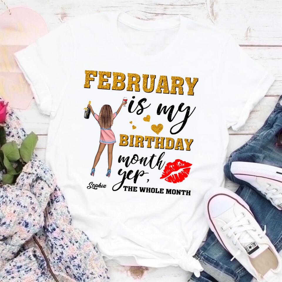 Custom February Birthday Shirt For Woman, Queens Are Born In February Gifts, Melanin Afro Woman Shirt, Black Girl Tee, Afro Queen Gift