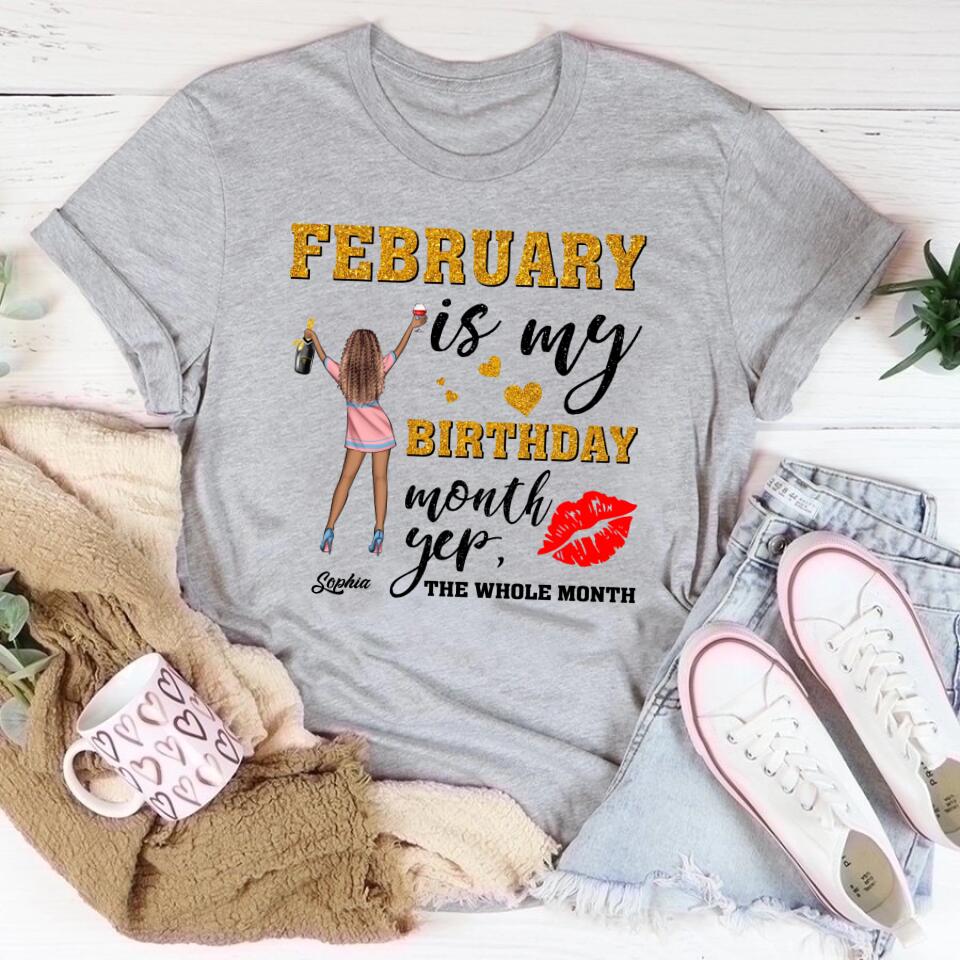 Custom February Birthday Shirt For Woman, Queens Are Born In February Gifts, Melanin Afro Woman Shirt, Black Girl Tee, Afro Queen Gift