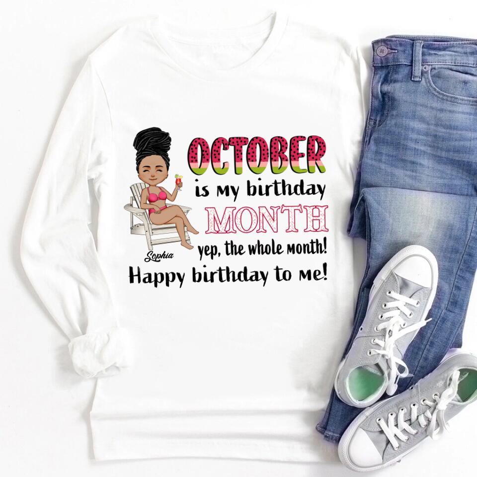 Custom October Birthday Shirt For Woman, Queens are Born In October Gifts, Melanin Afro Woman Shirt, Black Girl Tee, Afro Queen Gift