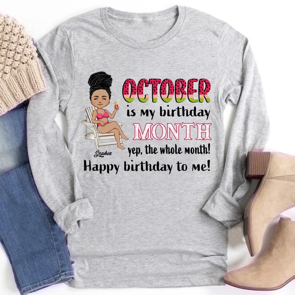 Custom October Birthday Shirt For Woman, Queens are Born In October Gifts, Melanin Afro Woman Shirt, Black Girl Tee, Afro Queen Gift
