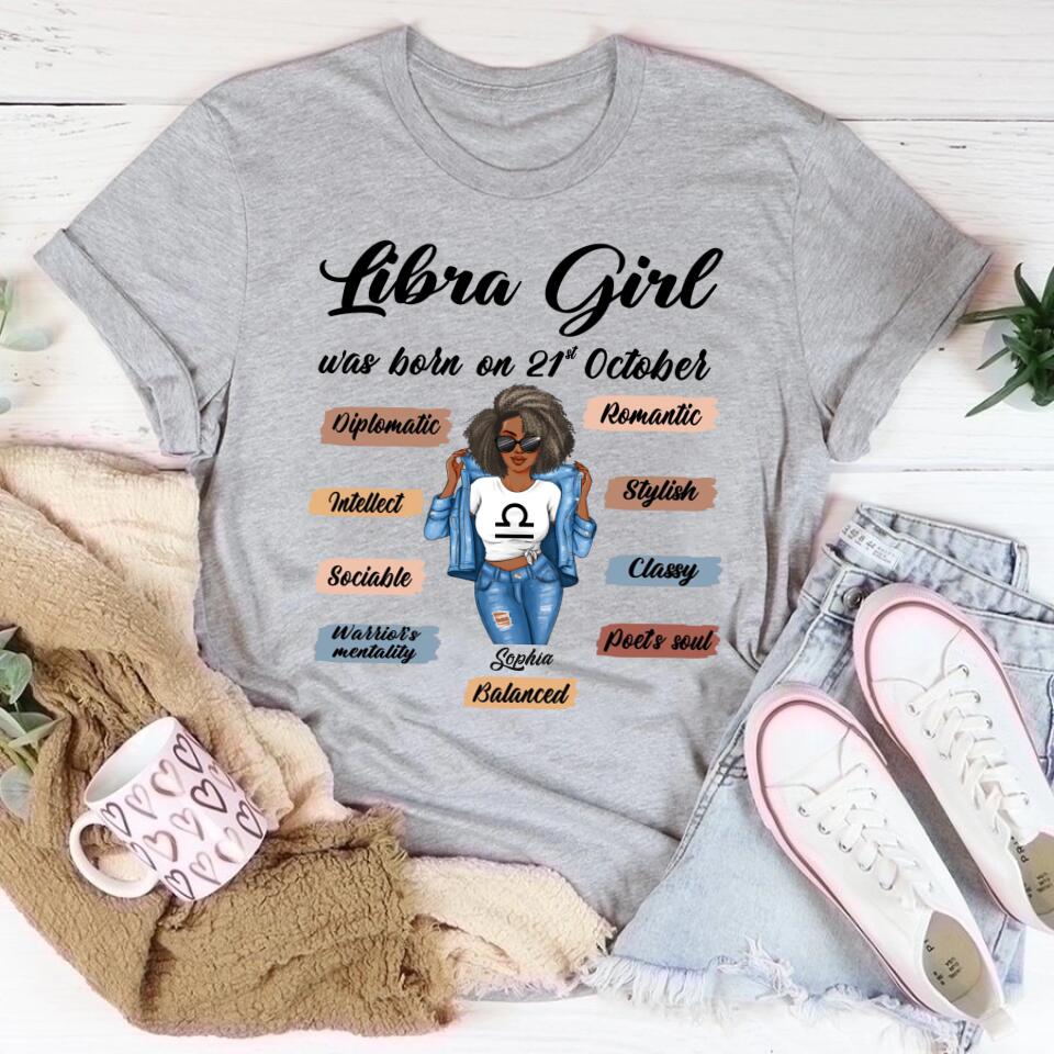 Custom Birthday Shirt, Libra Zodiac t shirt, Libra Birthday shirt, Libra t shirts for ladies, Libra queen t shirt, Libra Queen Birthday Shirt