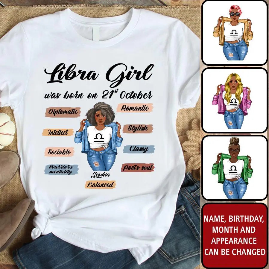 Custom Birthday Shirt, Libra Zodiac t shirt, Libra Birthday shirt, Libra t shirts for ladies, Libra queen t shirt, Libra Queen Birthday Shirt