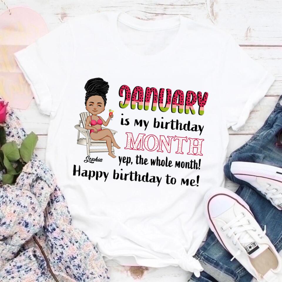 Custom January Birthday Shirt For Woman, Queens Are Born In January Gifts, Melanin Afro Woman Shirt, Black Girl Tee, Afro Queen Gift