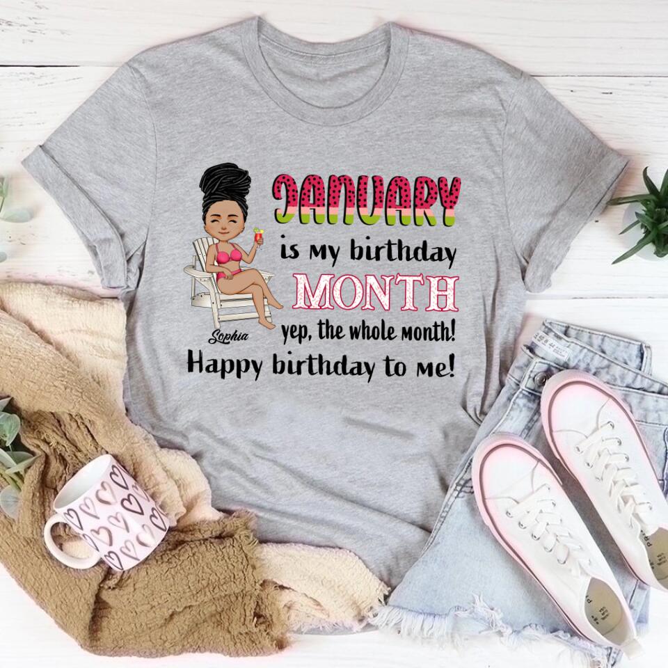 Custom January Birthday Shirt For Woman, Queens Are Born In January Gifts, Melanin Afro Woman Shirt, Black Girl Tee, Afro Queen Gift