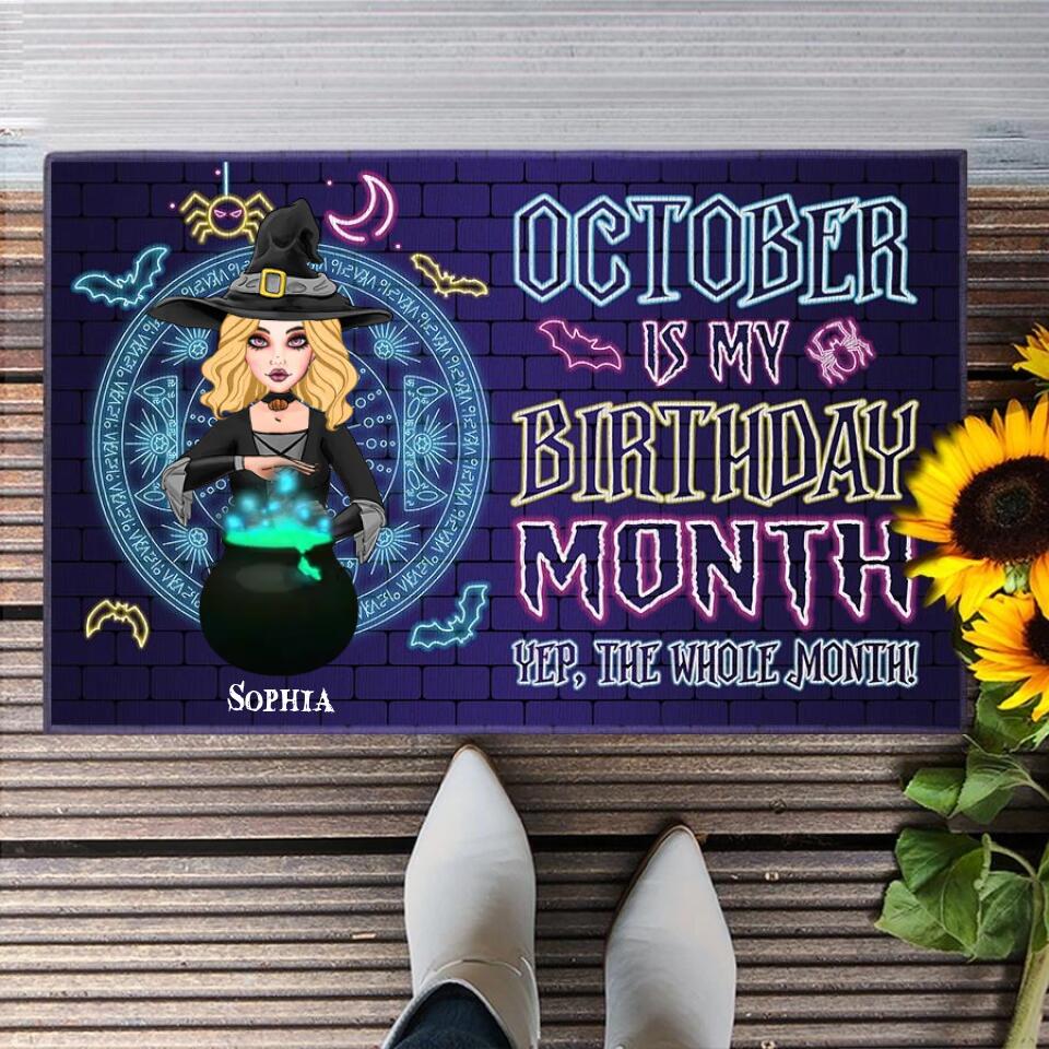 Personalized Doormat, October Girl, Queens are Born In October, October Birthday, Decor Home, Halloween Gift