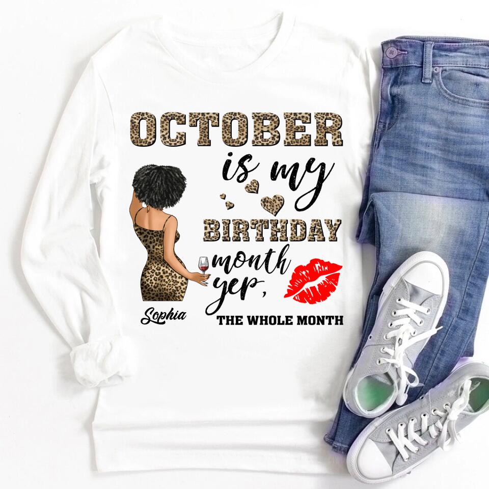 Custom October Birthday Shirt For Woman, Queens are Born In October Gifts, Melanin Afro Woman Shirt, Black Girl Tee, Afro Queen Gift