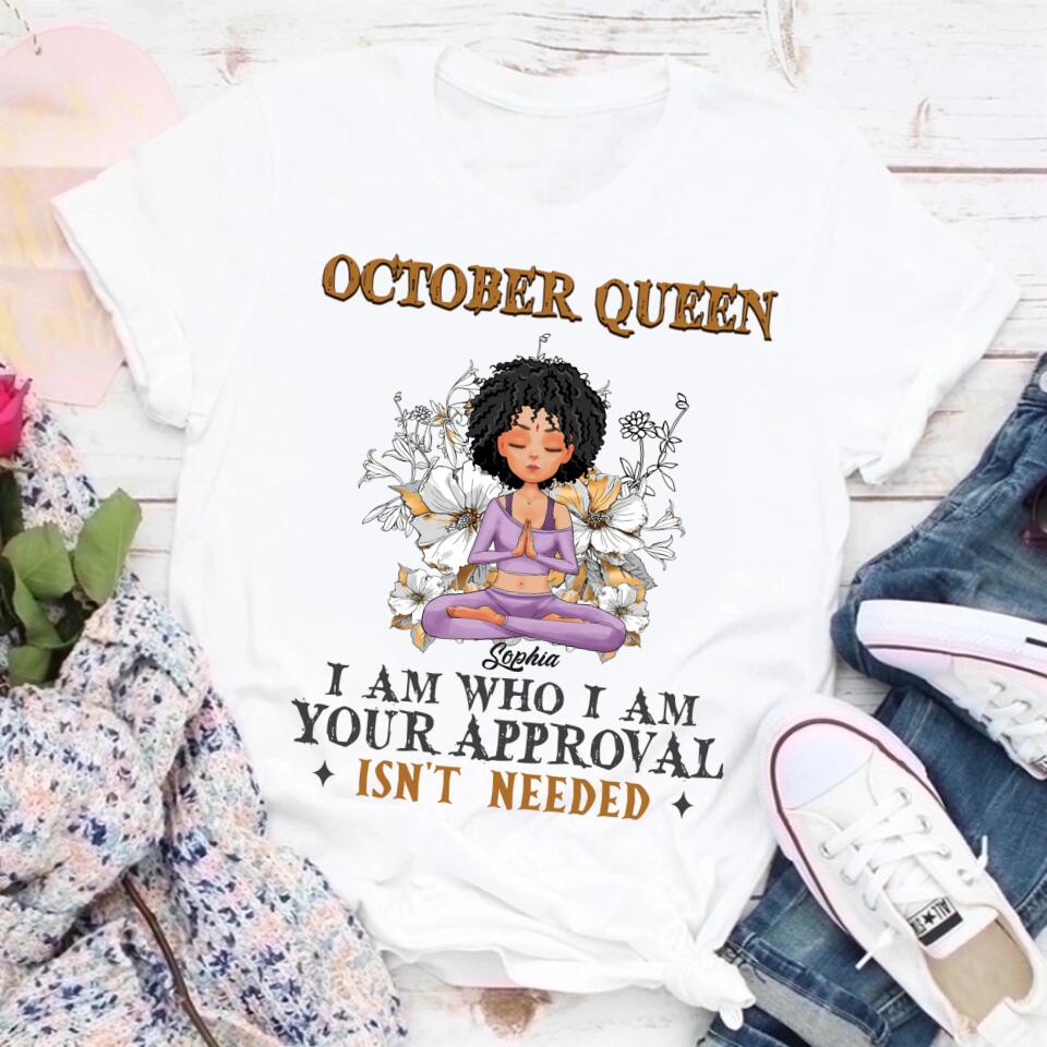 October Birthday Shirt, Custom Birthday Shirt, Queens are Born In October, October Birthday Shirts For Woman, October Birthday Gifts, Birthday Gifts For Yoga Lovers