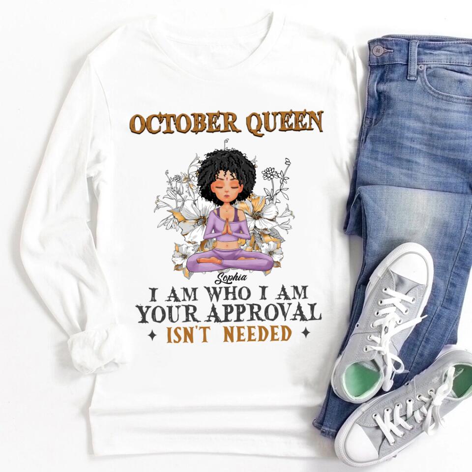 October Birthday Shirt, Custom Birthday Shirt, Queens are Born In October, October Birthday Shirts For Woman, October Birthday Gifts, Birthday Gifts For Yoga Lovers