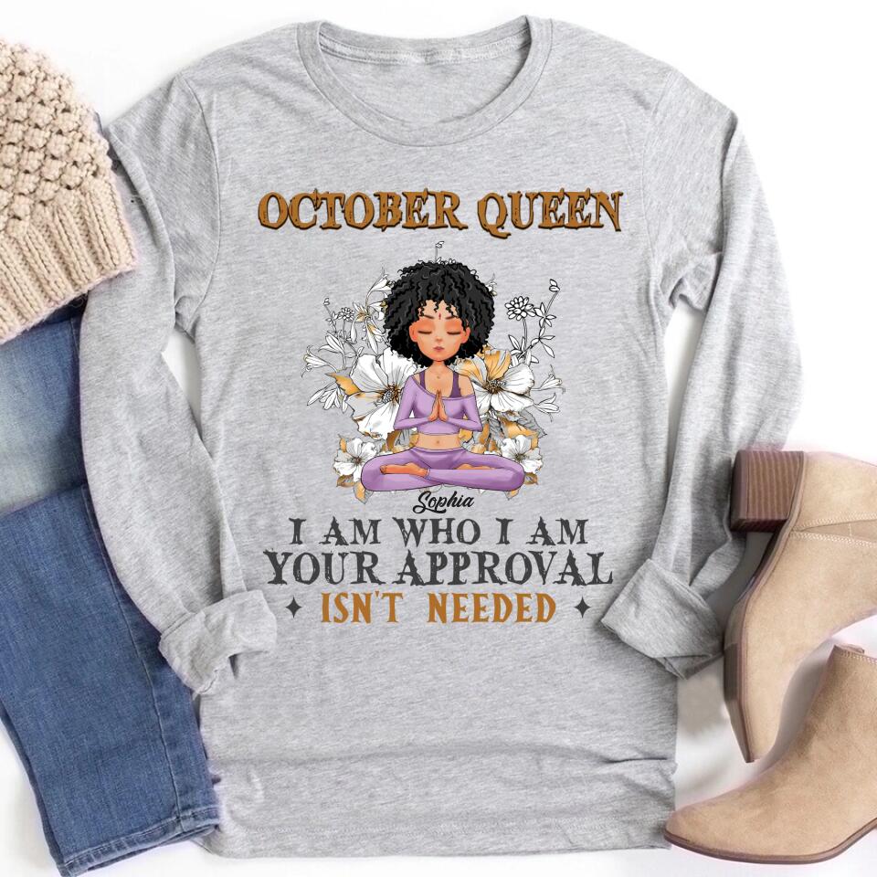 October Birthday Shirt, Custom Birthday Shirt, Queens are Born In October, October Birthday Shirts For Woman, October Birthday Gifts, Birthday Gifts For Yoga Lovers