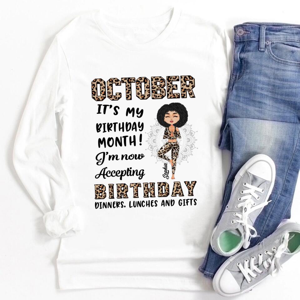 October Birthday Shirt, Custom Birthday Shirt, Queens are Born In October, October Birthday Shirts For Woman, October Birthday Gifts, Birthday Gifts For Yoga Lovers