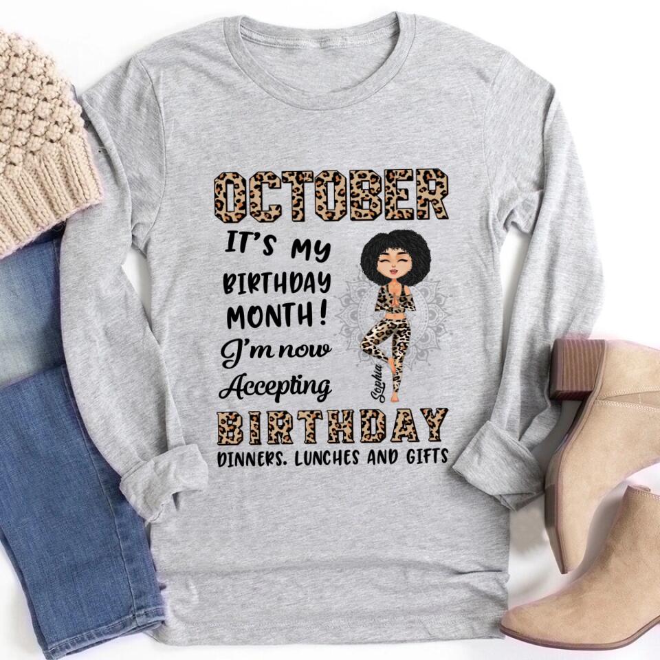 October Birthday Shirt, Custom Birthday Shirt, Queens are Born In October, October Birthday Shirts For Woman, October Birthday Gifts, Birthday Gifts For Yoga Lovers
