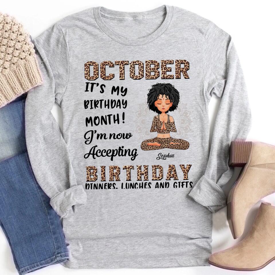 October Birthday Shirt, Custom Birthday Shirt, Queens are Born In October, October Birthday Shirts For Woman, October Birthday Gifts, Birthday Gifts For Yoga Lovers