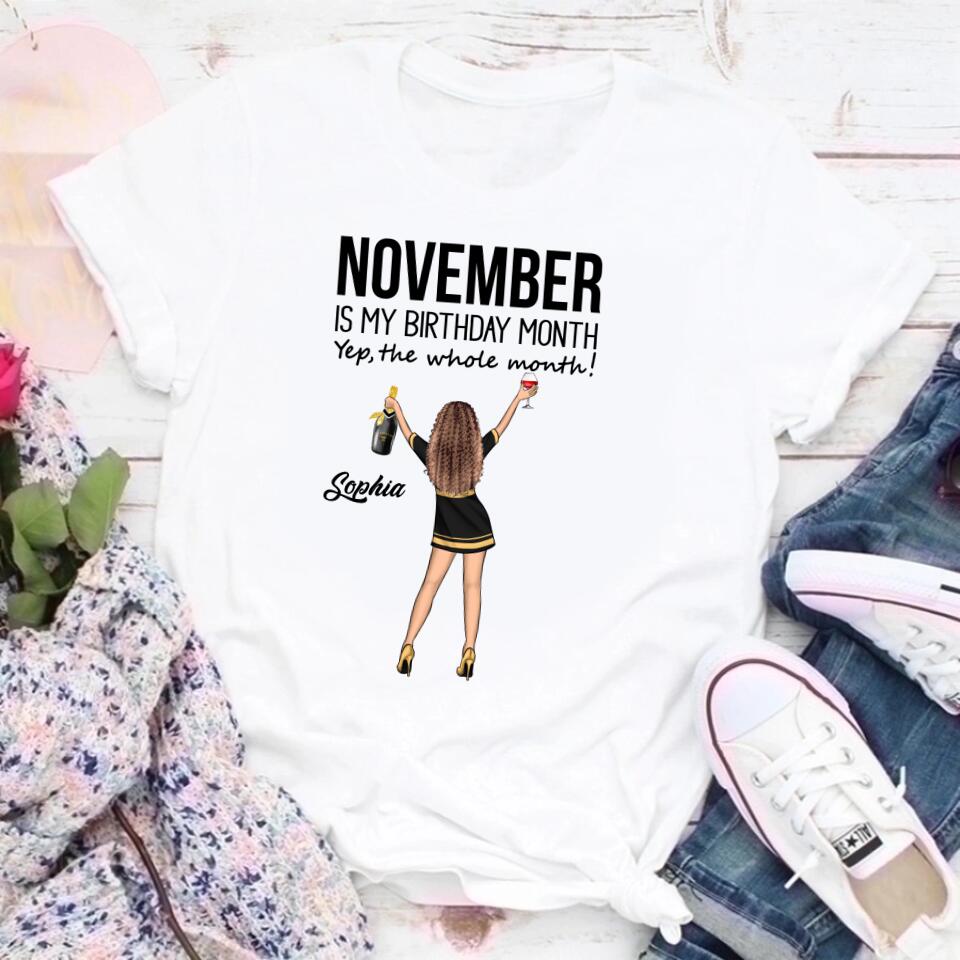 Custom November Birthday Shirt For Woman, Queens Are Born In November Gifts, Melanin Afro Woman Shirt, Black Girl Tee, Afro Queen Gift