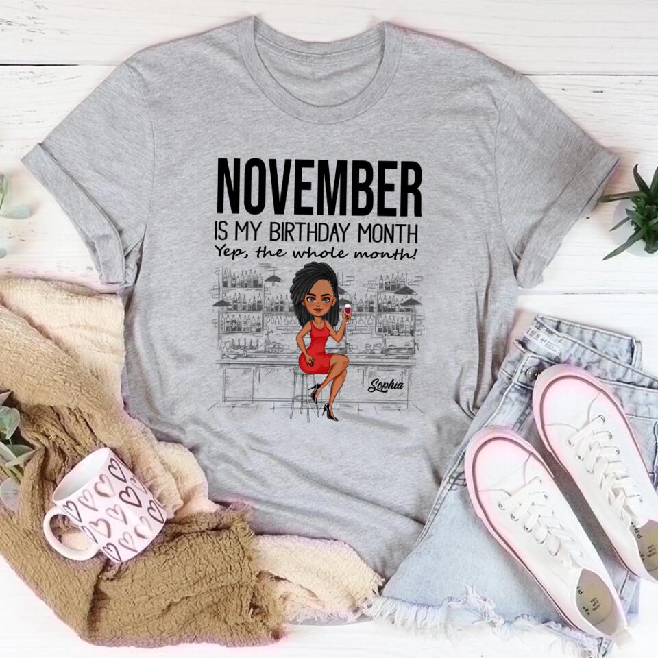 Custom November Birthday Shirt For Woman, Queens Are Born In November Gifts, Melanin Afro Woman Shirt, Black Girl Tee, Afro Queen Gift