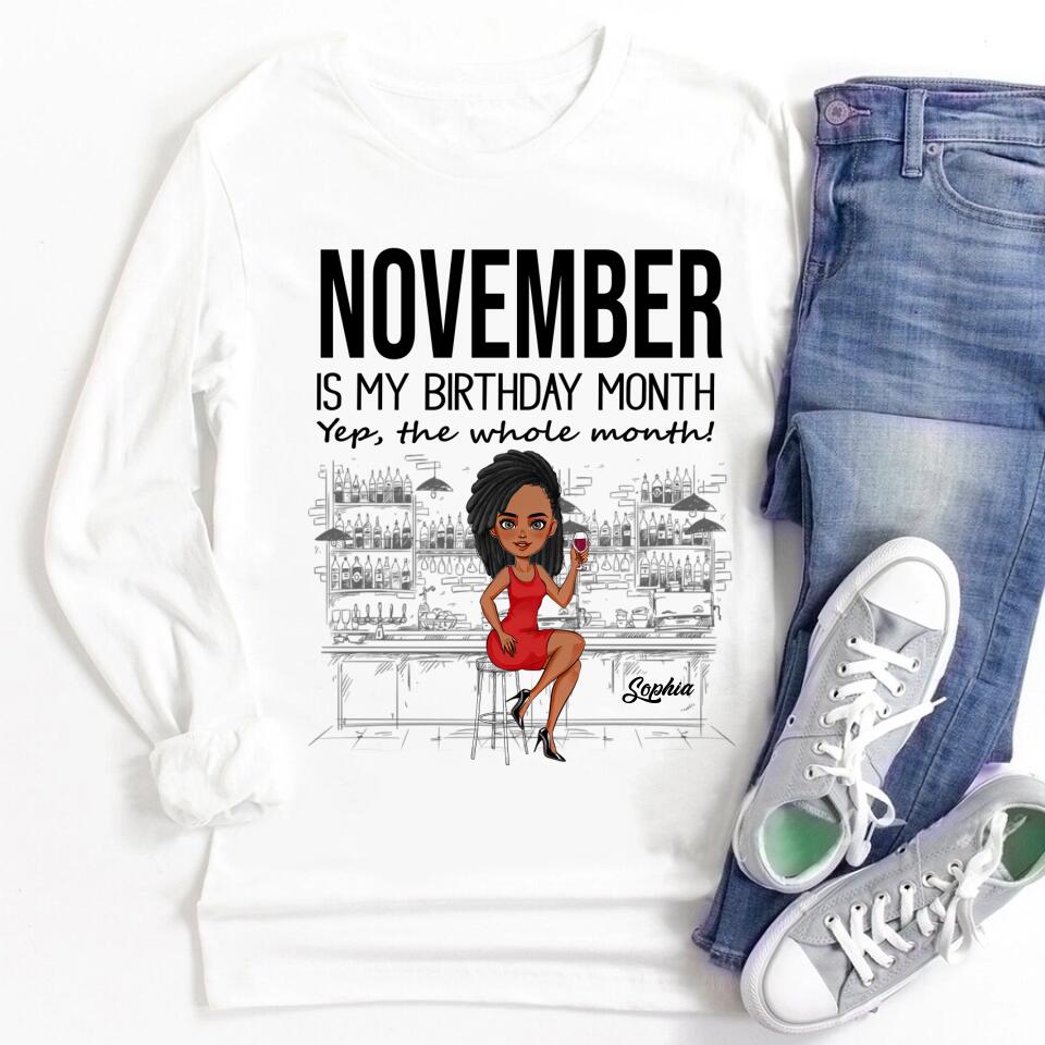 Custom November Birthday Shirt For Woman, Queens Are Born In November Gifts, Melanin Afro Woman Shirt, Black Girl Tee, Afro Queen Gift