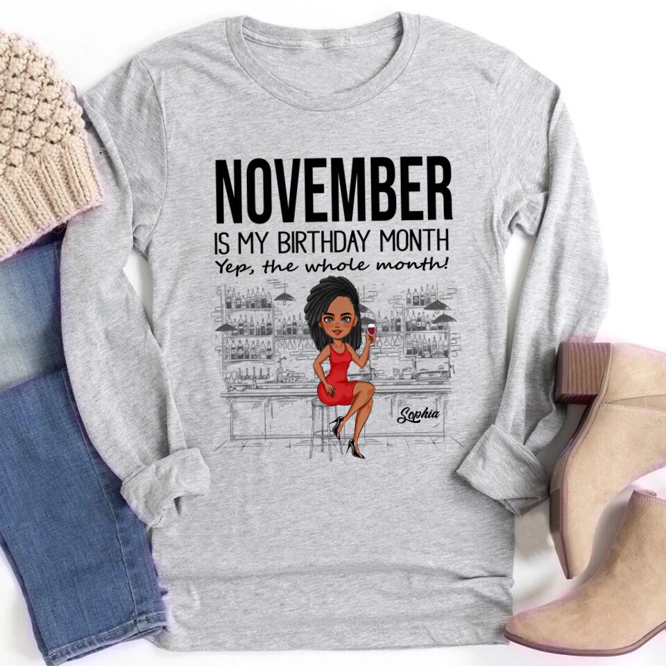 Custom November Birthday Shirt For Woman, Queens Are Born In November Gifts, Melanin Afro Woman Shirt, Black Girl Tee, Afro Queen Gift