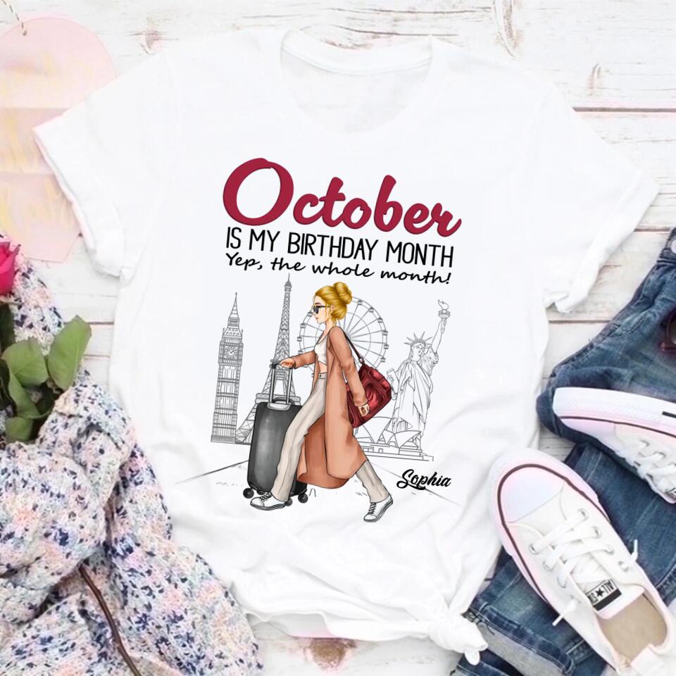 October Birthday Shirt, Custom Birthday Shirt, Queens are Born In October, October Birthday Shirts For Woman, October Birthday Gifts, Travel Lover