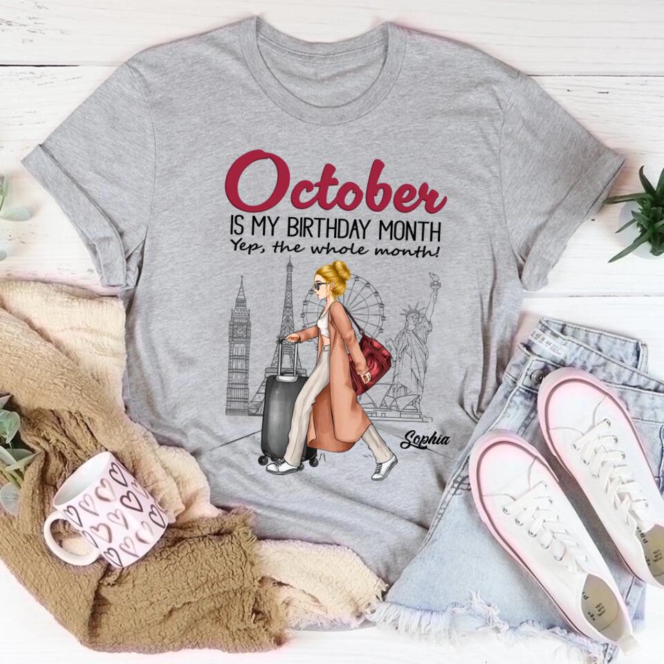 October Birthday Shirt, Custom Birthday Shirt, Queens are Born In October, October Birthday Shirts For Woman, October Birthday Gifts, Travel Lover
