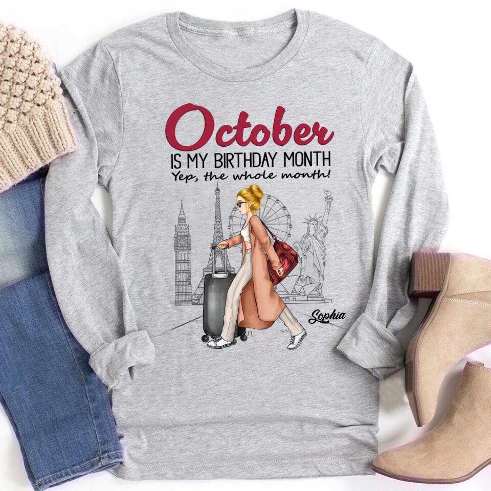 October Birthday Shirt, Custom Birthday Shirt, Queens are Born In October, October Birthday Shirts For Woman, October Birthday Gifts, Travel Lover