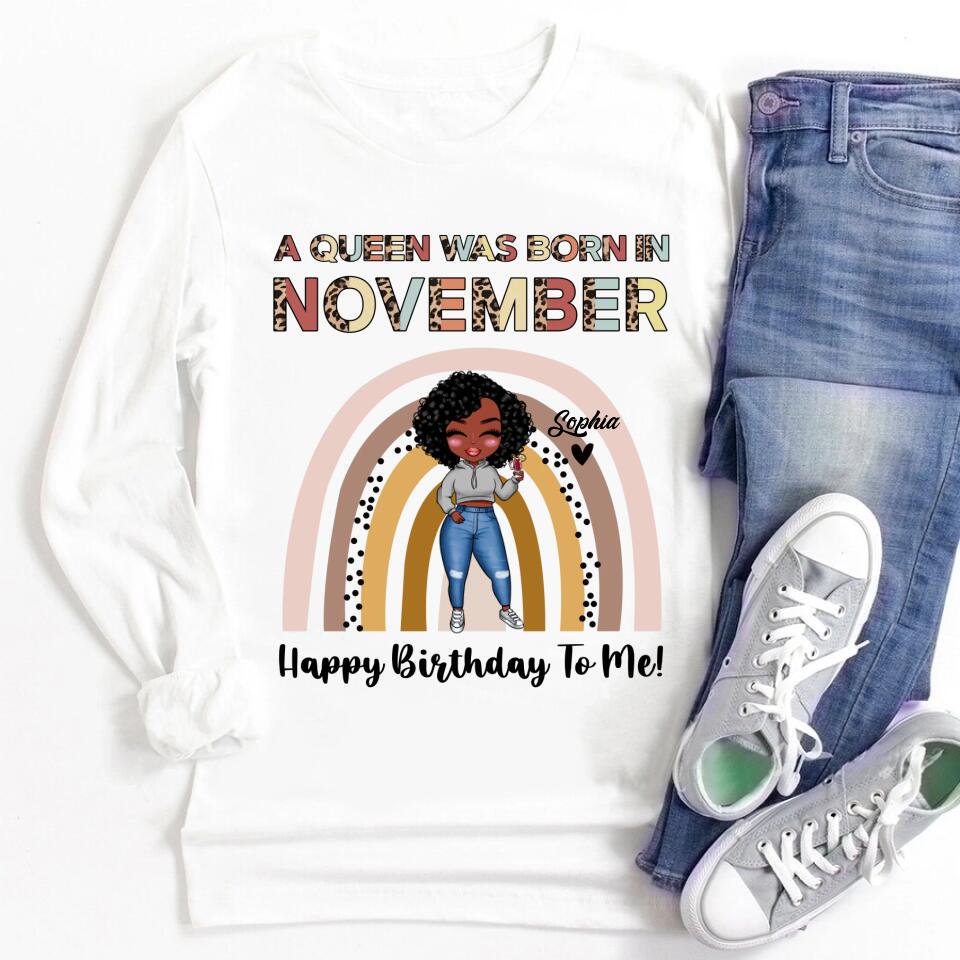 Custom November Birthday Shirt For Woman, Queens Are Born In November Gifts, Melanin Afro Woman Shirt, Black Girl Tee, Afro Queen Gift